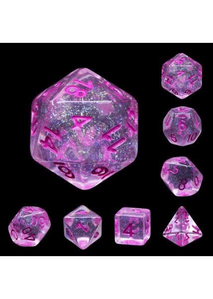 DICE 7-set: Pink Sparkle Unicorn